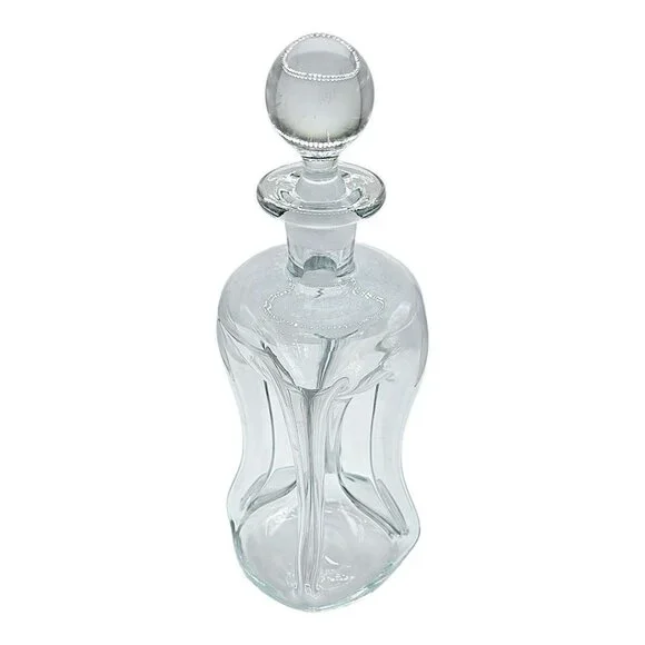 VTG Holmegaard Kluk Alcohol Decanter Danish Stopper Pinch Art Glass Blue Tint - Picture 8 of 15